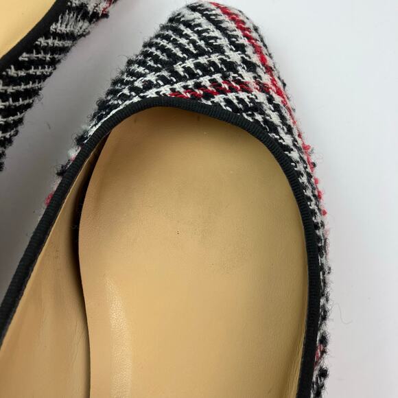 Talbots Sz 8M Tweed Houndstooth Ballet Flats Red Black Preppy Careerwear Retro - Picture 13 of 16